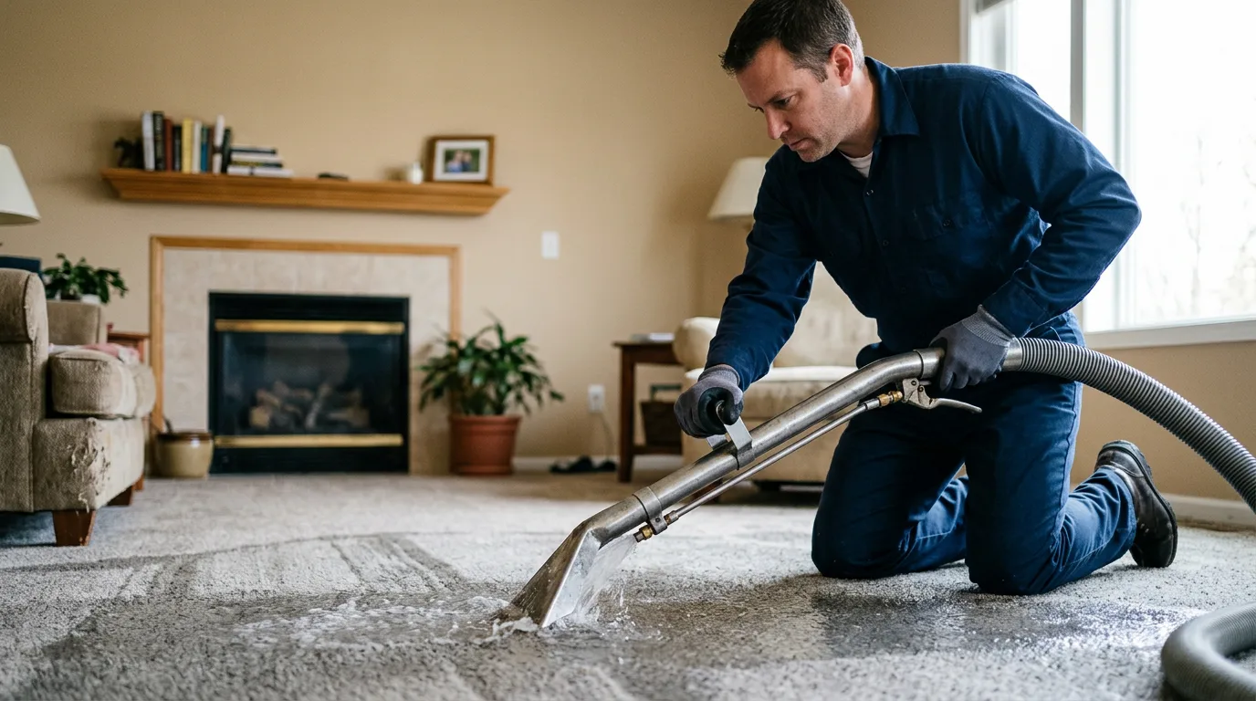 Water damage restoration technician working near Danville, OH